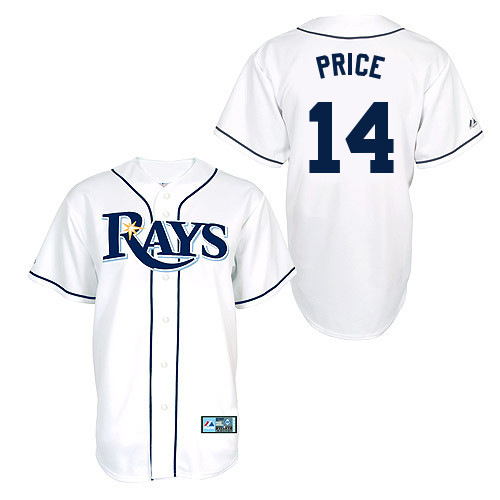 David Price #14 Youth Baseball Jersey-Tampa Bay Rays Authentic Home White Cool Base MLB Jersey